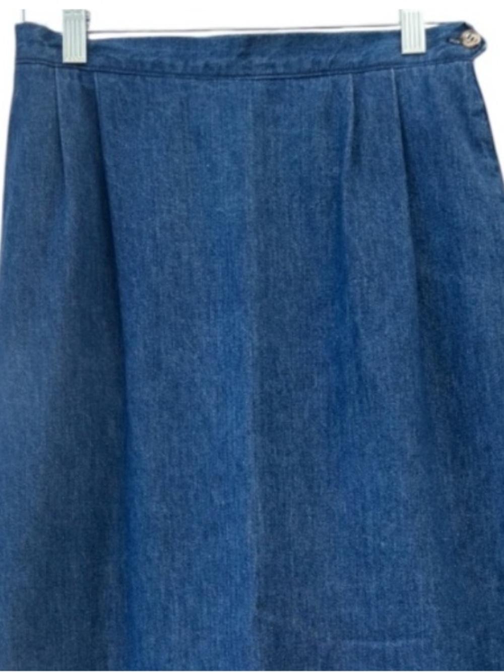 Talbots Vintage 90s Denim Skirt USA Made Retro High Waist Pleated Cotton Size 10 - Picture 6 of 14